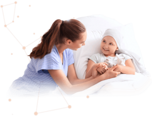 woman and child in hospital setting