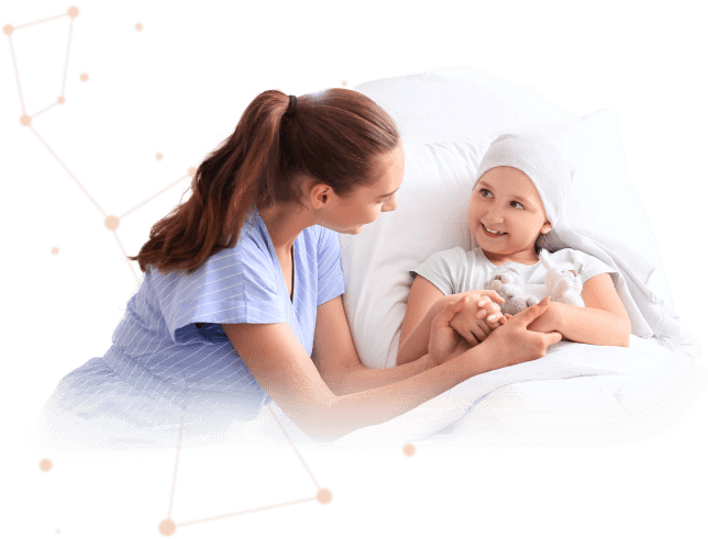 woman and child in hospital setting