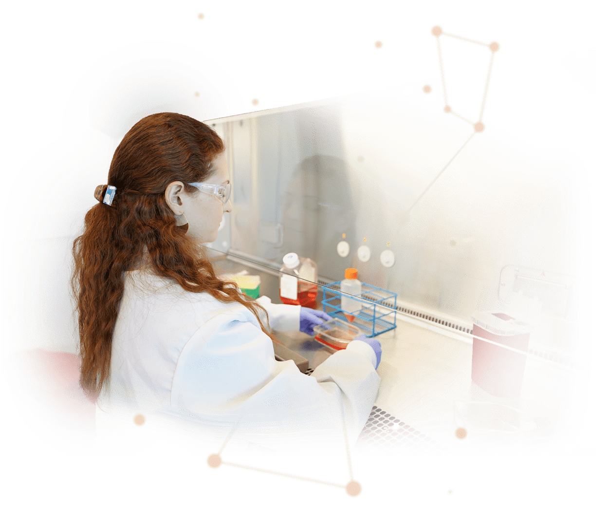 Female scientist working with materials to be tested
